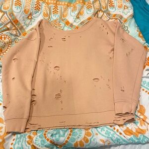 Size med distressed salmon colored express one eleven sweatshirt worn once